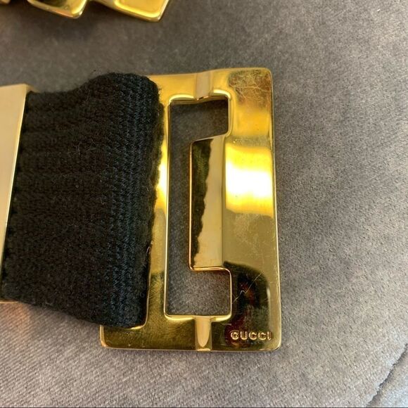 GUCCI canvas gold tone grommets & buckle Sz80-32 - Picture 7 of 8